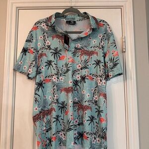 Greenside Golf African Oasis Tropical Short Sleeve Polo Shirt Men’s